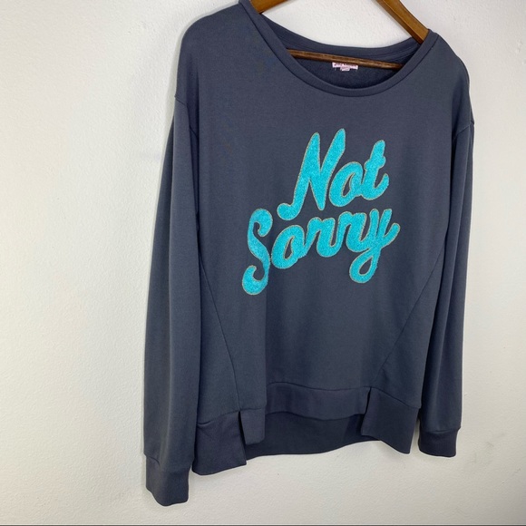 Juicy couture “Not Sorry” pullover sweatshirt 3-D graphic spell out gray size M - Picture 5 of 11
